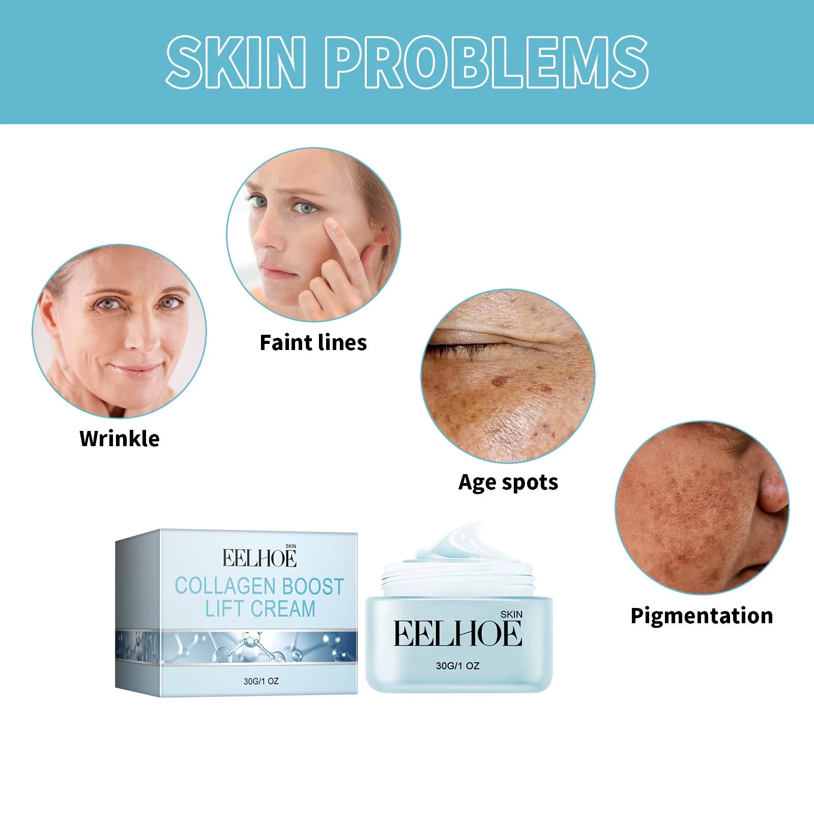 Collagen anti Aging Face Cream Forehead Wrinkle Remover Firming Face Lifting Hydrating Retinol Moisturizer Face Cream 30G